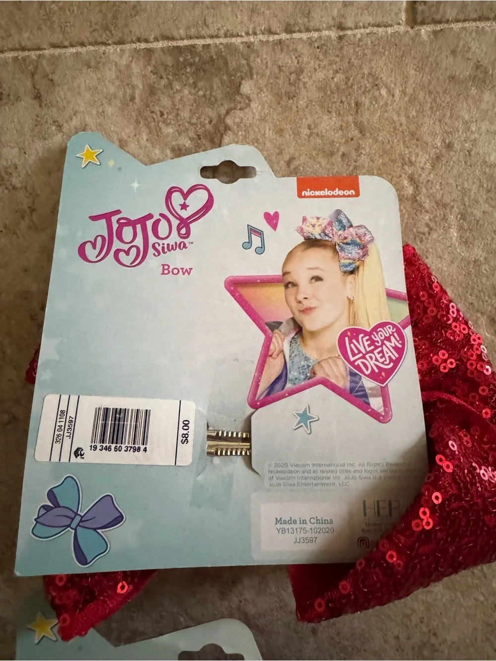 New 2 JoJo Siwa bows Red Sequin & Blue Snowflake rhinestones cheer bow clip